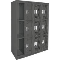Casiers Clean Line, 3 niveaux, Bloc de 4, 48" x 12" x 72", Acier, Charbon, Rivet (assembl&eacute;), Perfor&eacute; D. Morneault & Fils