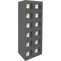 Assembled Lockerettes Clean Line Perforated Economy Lockers, 6 -tier, Bank of 2, 18" x 72" x 12", Steel D. Morneault & Fils