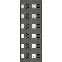 Assembled Lockerettes Clean Line Perforated Economy Lockers, 6 -tier, Bank of 2, 18" x 72" x 12", Steel D. Morneault & Fils