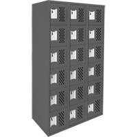 Assembled Lockerettes Clean Line Perforated Economy Lockers, 6 -tier, Bank of 3, 18" x 72" x 12", Steel D. Morneault & Fils