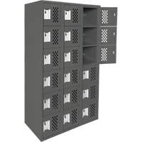 Assembled Lockerettes Clean Line Perforated Economy Lockers, 6 -tier, Bank of 3, 18" x 72" x 12", Steel D. Morneault & Fils