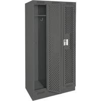 Clean Line Lockers, Bank of 3, 36" x 15" x 76", Steel, Charcoal, Rivet (Assembled), Perforated D. Morneault & Fils