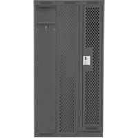Clean Line Lockers, Bank of 3, 36" x 15" x 76", Steel, Charcoal, Rivet (Assembled), Perforated D. Morneault & Fils