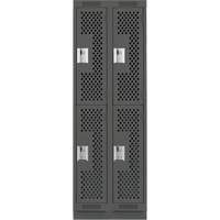 Casiers Clean Line, 2 niveaux, Bloc de 2, 24" x 12" x 76", Acier, Charbon, Rivet (assembl&eacute;), Perfor&eacute; D. Morneault & Fils