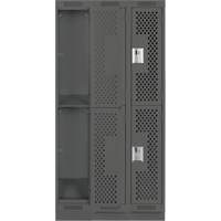 Clean Line Lockers, 2 -tier, Bank of 3, 36" x 12" x 76", Steel, Charcoal, Rivet (Assembled), Perforated D. Morneault & Fils