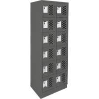 Assembled Lockerettes Clean Line Perforated Economy Lockers, 6 -tier, Bank of 2, 18" x 72" x 12", Steel D. Morneault & Fils