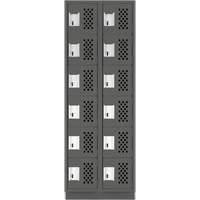 Assembled Lockerettes Clean Line Perforated Economy Lockers, 6 -tier, Bank of 2, 18" x 72" x 12", Steel D. Morneault & Fils
