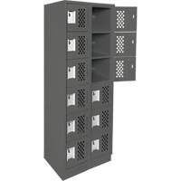 Assembled Lockerettes Clean Line Perforated Economy Lockers, 6 -tier, Bank of 2, 18" x 72" x 12", Steel D. Morneault & Fils