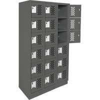 Assembled Lockerettes Clean Line Perforated Economy Lockers, 6 -tier, Bank of 3, 18" x 72" x 12", Steel D. Morneault & Fils