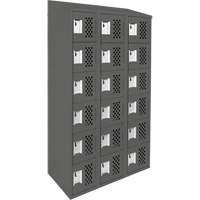 Clean-Line Perforated Lockerette, 6 -tier, Bank of 3, 15" x 72" x 12", Steel D. Morneault & Fils