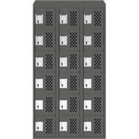 Clean-Line Perforated Lockerette, 6 -tier, Bank of 3, 15" x 72" x 12", Steel D. Morneault & Fils