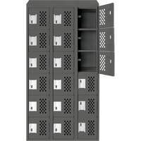 Clean-Line Perforated Lockerette, 6 -tier, Bank of 3, 15" x 72" x 12", Steel D. Morneault & Fils