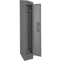 Clean Line Lockers, 12" x 12" x 82", Steel, Charcoal, Rivet (Assembled), Perforated D. Morneault & Fils