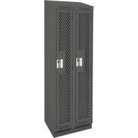 Clean Line Lockers, Bank of 2, 24" x 12" x 82", Steel, Charcoal, Rivet (Assembled), Perforated D. Morneault & Fils