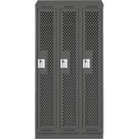 Clean Line Lockers, Bank of 3, 36" x 12" x 82", Steel, Charcoal, Rivet (Assembled), Perforated D. Morneault & Fils