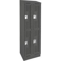Clean Line Lockers, 2 -tier, Bank of 2, 24" x 12" x 82", Steel, Charcoal, Rivet (Assembled), Perforated D. Morneault & Fils