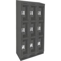 Casiers Clean Line, 3 niveaux, Bloc de 3, 36" x 18" x 82", Acier, Charbon, Rivet (assembl&eacute;), Perfor&eacute; D. Morneault & Fils