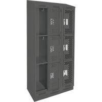 Casiers Clean Line, 3 niveaux, Bloc de 3, 36" x 18" x 82", Acier, Charbon, Rivet (assembl&eacute;), Perfor&eacute; D. Morneault & Fils