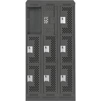 Casiers Clean Line, 3 niveaux, Bloc de 3, 36" x 18" x 82", Acier, Charbon, Rivet (assembl&eacute;), Perfor&eacute; D. Morneault & Fils