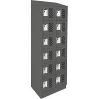 Assembled Lockerettes Clean Line Perforated Economy Lockers, 6 -tier, Bank of 2, 18" x 72" x 12", Steel D. Morneault & Fils