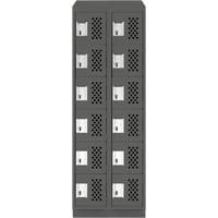 Assembled Lockerettes Clean Line Perforated Economy Lockers, 6 -tier, Bank of 2, 18" x 72" x 12", Steel D. Morneault & Fils