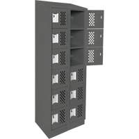 Assembled Lockerettes Clean Line Perforated Economy Lockers, 6 -tier, Bank of 2, 18" x 72" x 12", Steel D. Morneault & Fils
