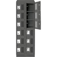 Assembled Lockerettes Clean Line Perforated Economy Lockers, 6 -tier, Bank of 2, 18" x 72" x 12", Steel D. Morneault & Fils