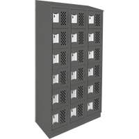 Assembled Lockerettes Clean Line Perforated Economy Lockers, 6 -tier, Bank of 3, 18" x 72" x 12", Steel D. Morneault & Fils