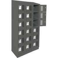 Assembled Lockerettes Clean Line Perforated Economy Lockers, 6 -tier, Bank of 3, 18" x 72" x 12", Steel D. Morneault & Fils