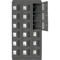 Assembled Lockerettes Clean Line Perforated Economy Lockers, 6 -tier, Bank of 3, 18" x 72" x 12", Steel D. Morneault & Fils