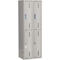 Concorde Heavy-Duty Lockers, 2 -tier, Bank of 2, 24" x 18" x 72", Steel, Grey, Welded (Assembled) D. Morneault & Fils