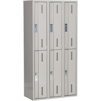 Concorde Heavy-Duty Lockers, 2 -tier, Bank of 3, 36" x 18" x 72", Steel, Grey, Welded (Assembled) D. Morneault & Fils