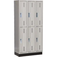 Concorde Heavy-Duty Lockers, 2 -tier, Bank of 3, 36" x 18" x 76", Steel, Grey, Welded (Assembled) D. Morneault & Fils