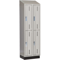 Concorde Heavy-Duty Lockers, 2 -tier, Bank of 2, 24" x 18" x 82", Steel, Grey, Welded (Assembled) D. Morneault & Fils
