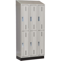 Concorde Heavy-Duty Lockers, 2 -tier, Bank of 3, 36" x 18" x 82", Steel, Grey, Welded (Assembled) D. Morneault & Fils