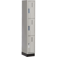 Concorde Heavy-Duty Lockers, 3 -tier, 12" x 18" x 76", Steel, Grey, Welded (Assembled) D. Morneault & Fils