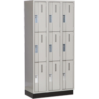 Concorde Heavy-Duty Lockers, 3 -tier, Bank of 3, 36" x 18" x 76", Steel, Grey, Welded (Assembled) D. Morneault & Fils