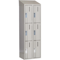 Concorde Heavy-Duty Lockers, 3 -tier, Bank of 2, 24" x 18" x 78", Steel, Grey, Welded (Assembled) D. Morneault & Fils