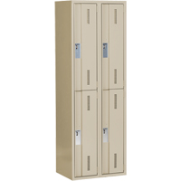 Concorde Heavy-Duty Lockers, 2 -tier, Bank of 2, 24" x 18" x 72", Steel, Beige, Welded (Assembled) D. Morneault & Fils