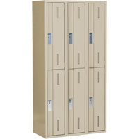 Concorde Heavy-Duty Lockers, 2 -tier, Bank of 3, 36" x 18" x 72", Steel, Beige, Welded (Assembled) D. Morneault & Fils