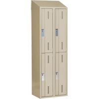 Concorde Heavy-Duty Lockers, 2 -tier, Bank of 2, 24" x 18" x 78", Steel, Beige, Welded (Assembled) D. Morneault & Fils