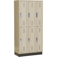 Concorde Heavy-Duty Lockers, 2 -tier, Bank of 3, 36" x 18" x 76", Steel, Beige, Welded (Assembled) D. Morneault & Fils