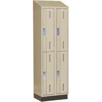 Concorde Heavy-Duty Lockers, 2 -tier, Bank of 2, 24" x 18" x 82", Steel, Beige, Welded (Assembled) D. Morneault & Fils