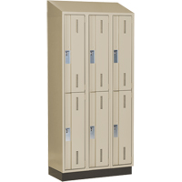 Concorde Heavy-Duty Lockers, 2 -tier, Bank of 3, 36" x 18" x 82", Steel, Beige, Welded (Assembled) D. Morneault & Fils