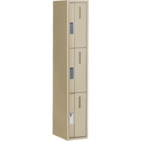 Concorde Heavy-Duty Lockers, 3 -tier, 12" x 18" x 72", Steel, Beige, Welded (Assembled) D. Morneault & Fils