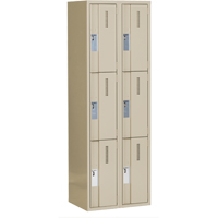 Concorde Heavy-Duty Lockers, 3 -tier, Bank of 2, 24" x 18" x 72", Steel, Beige, Welded (Assembled) D. Morneault & Fils