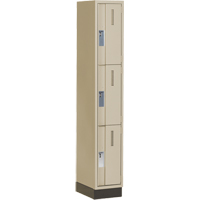 Concorde Heavy-Duty Lockers, 3 -tier, 12" x 18" x 76", Steel, Beige, Welded (Assembled) D. Morneault & Fils