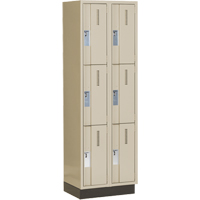 Concorde Heavy-Duty Lockers, 3 -tier, Bank of 2, 24" x 18" x 76", Steel, Beige, Welded (Assembled) D. Morneault & Fils