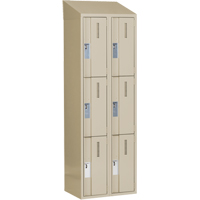 Concorde Heavy-Duty Lockers, 3 -tier, Bank of 2, 24" x 18" x 78", Steel, Beige, Welded (Assembled) D. Morneault & Fils