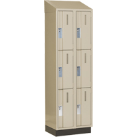 Concorde Heavy-Duty Lockers, 3 -tier, Bank of 2, 24" x 18" x 82", Steel, Beige, Welded (Assembled) D. Morneault & Fils
